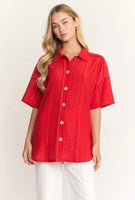 
              Red Eyelet Woven Top | Women's Boho Casual Tops – Bella Grace
            