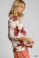 
              Rose Metallic Abstract Print Top
            