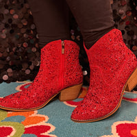 Corky’s Shine Bright Red Rhinestone Booties