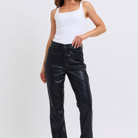 Judy Blue Faux Leather Jeans-Black