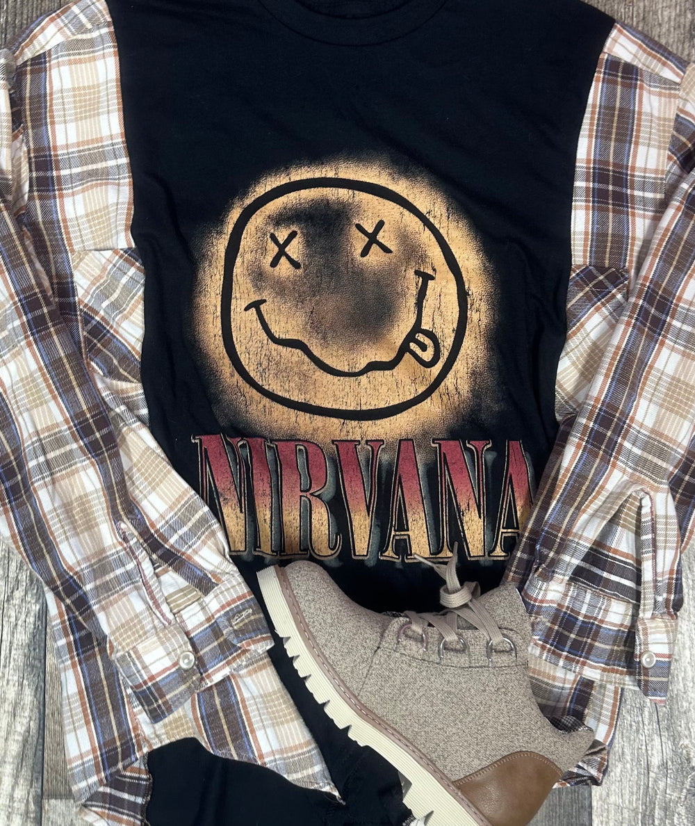 Retro Nirvana Oversized Flannel Overlay-Large