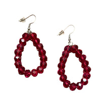 Crystal Beaded Earrings-Clear Red