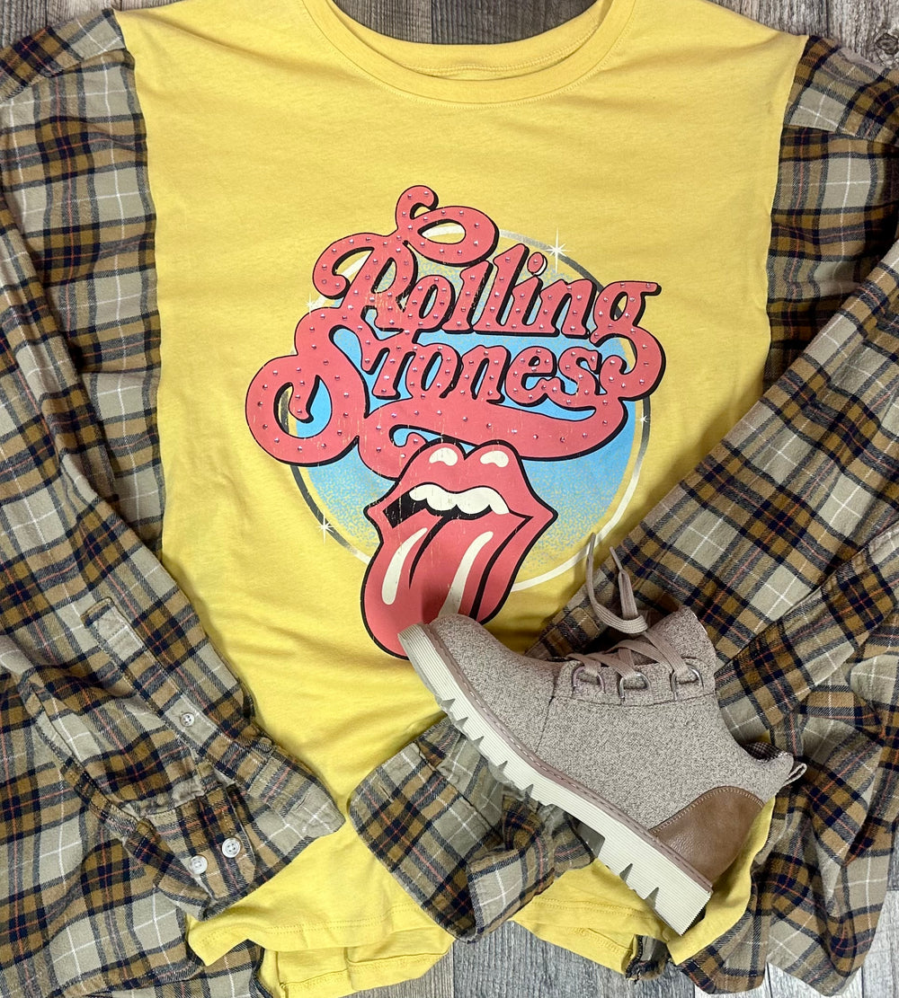 Retro Rolling Stones Oversized Flannel Overlay-2X