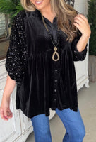 
              Black Sequin Velvet Shirt
            