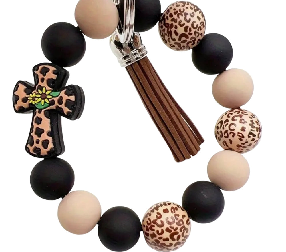 Sunflower Cross Bracelet Keychain