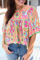 
              Geometric Print Babydoll Top
            