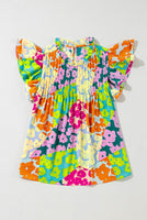 
              Multicolour Abstract Print Flutter Sleeve Blouse
            