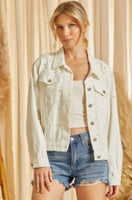 
              Pearl Studded Ivory Denim Jacket-Plus
            