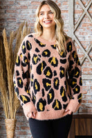 
              Leopard Print Round Neck Sweater
            