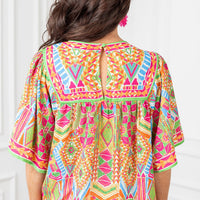 Geometric Print Babydoll Top