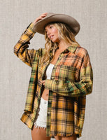 
              Frayed Hem Plaid Shirt
            