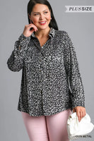 
              Animal Print Velvet Top-Gunmetal
            