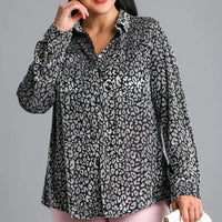 Animal Print Velvet Top-Gunmetal