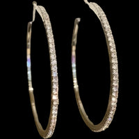 Rhinestone Hoop Earrings-Silver