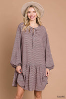 
              Boho Tile Print Babydoll Dress
            