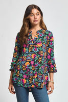 
              SALE Lizzy Bell Sleeve Tunic Top-Black Floral
            