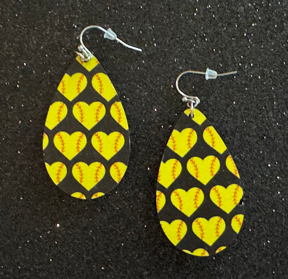 Softball Acrylic Teardrop Earrings