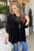 
              Black Sequin Velvet Shirt
            