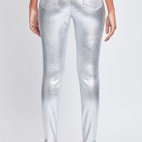 YMI High Rise Metallic Skinny Jeans-Silver