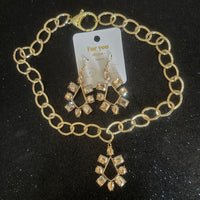 Gold Crystal Earrings or Necklace