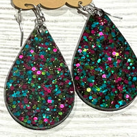 Glitter Acrylic Teardrop Earrings