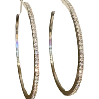 Rhinestone Hoop Earrings-Silver