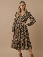 
              Animal Print Empire Silhouette Midi Dress
            