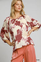 
              Rose Metallic Abstract Print Top
            