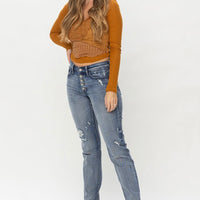 Judy Blue Button Fly Cuffed Boyfriend Jeans