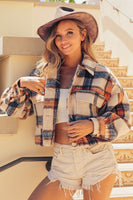 
              BiBi Brushed Plaid Crop Jacket with Pockets
            