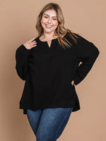 
              Classic Cotton Gauze Pullover Top-Black
            
