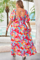 
              Rose Abstract Printed Smocked Plus Size Dress | Women's Fashion
            