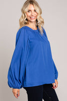 
              Chic Bubble Sleeve Top-Blue
            