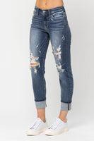 
              Judy Blue Cuffed Destroy Boyfriend Jeans
            