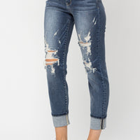 Judy Blue Cuffed Destroy Boyfriend Jeans