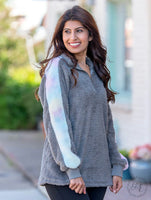 
              Sherpa Pullover with Rainbow Sleeve
            
