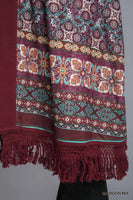 
              Maroon Mix Kimono with Fringe
            