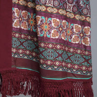 Maroon Mix Kimono with Fringe