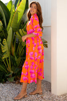 
              Orange Floral Print Smocked Dress | Women's Fashion
            