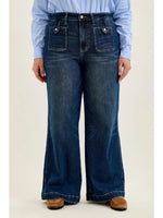 
              Judy Blue "Lux" Retro Wide Leg w/ Front Tab Closure Dk Fade Indigo
            