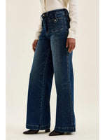 
              Judy Blue "Lux" Retro Wide Leg w/ Front Tab Closure Dk Fade Indigo
            