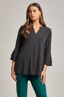 
              Lizzy Bell Sleeve Tunic Top-Black
            