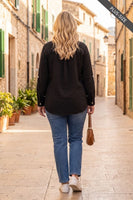 
              Celia Gauze Button-Down Blouse-Black
            