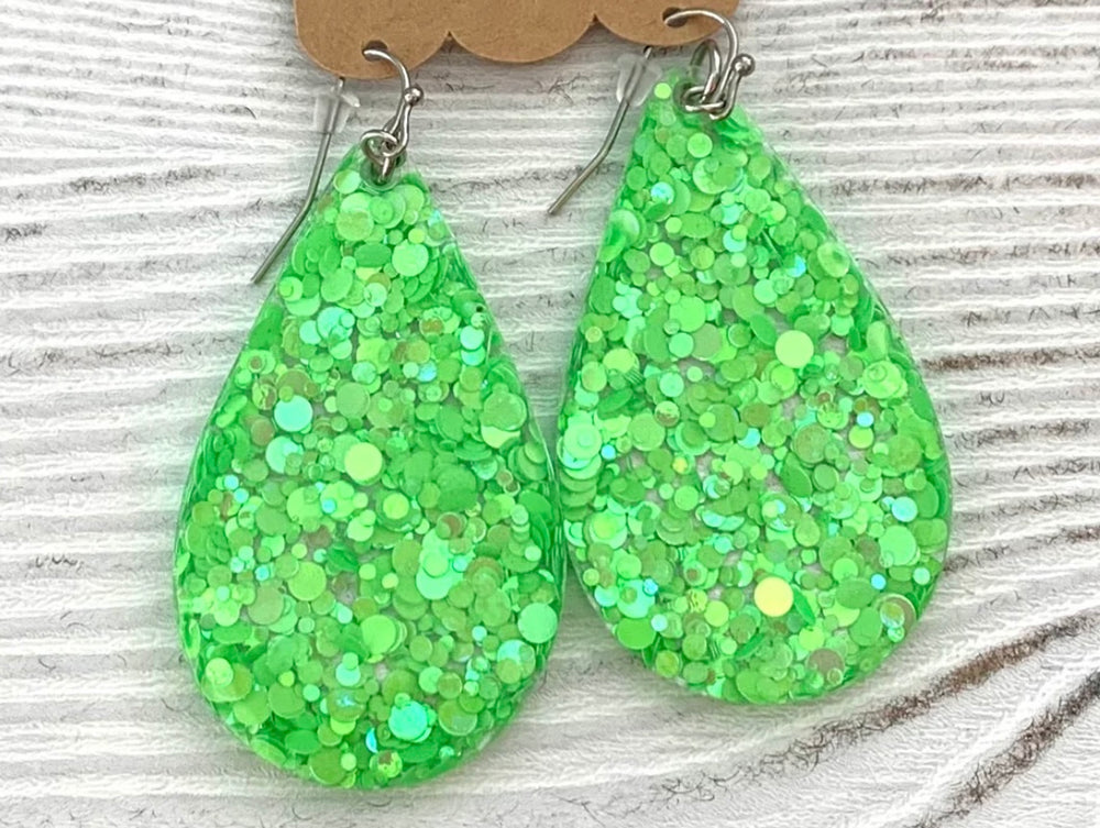 Glitter Acrylic Teardrop Earring