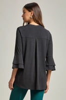 
              Lizzy Bell Sleeve Tunic Top-Black
            