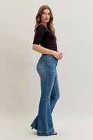 
              Judy Blue Flare Tummy Control Double Button Jeans-Regular
            