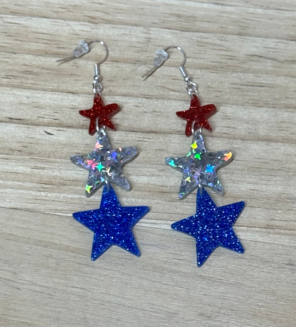 Glittery Stars Dangle Earrings