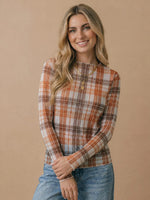 
              Plaid Mesh Semi-Sheer Top
            