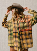 
              Frayed Hem Plaid Shirt
            