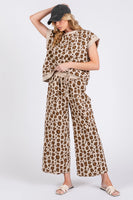 
              Leopard Print Scuba Top and Pants Set - Women's Matching Outfit
            